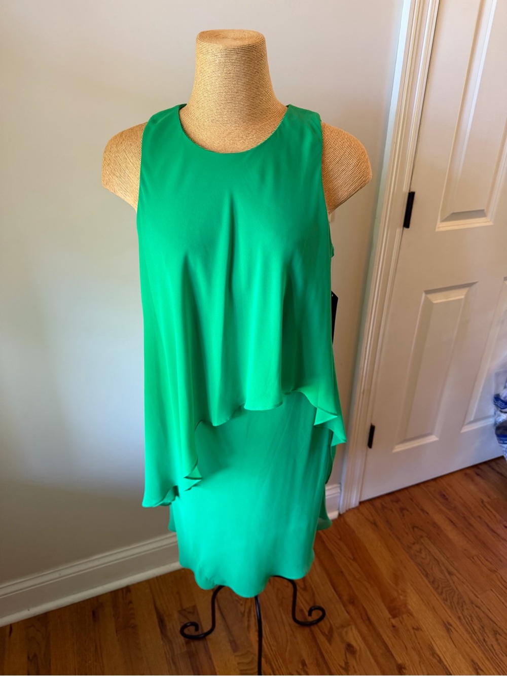 NWT Lauren Ralph Lauren Emerald Green Layered Overlay Shift Dress Size 10